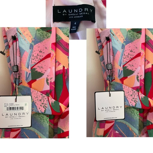 NWT Laundry by Shelli Segal Tropical V-Neck Sash Tie High-Low Dress (Sz 4) - Picture 6 of 7